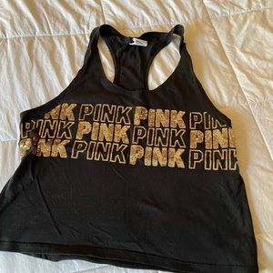 PINK Tank top Gold Glitter